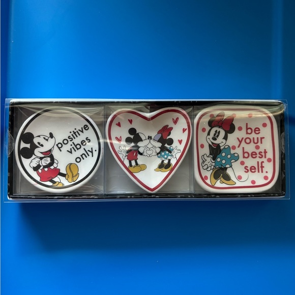 Disney Mickey and Minnie Mouse Jewelry Tray, Ceramic Trinket Dish (Set of 3) - Picture 5 of 9